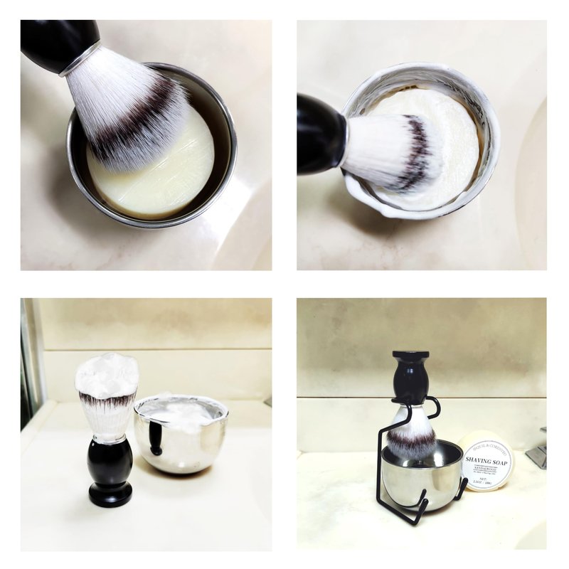 Shaving Brush Set for Men, 4pcs Shaving Set Includes Shaving Brush Shaving Soap, Steel Bowl and Razor Stand