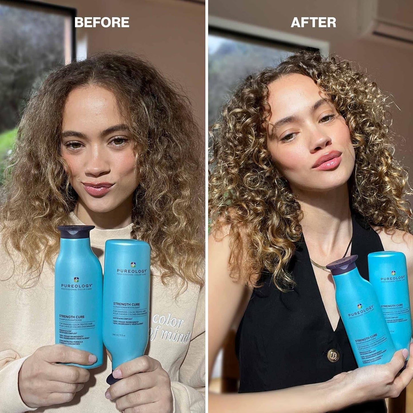 Pureology Strength Cure Shampoo & Conditioner Set | Strengthens Damaged Color-Treated Hair, Sulfate-Free & Vegan