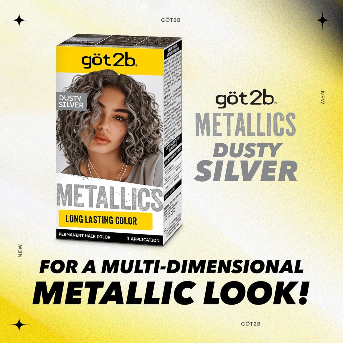 Got2b Metallics Permanent Hair Color - M72 Dusty Silver | Vibrant, Long-Lasting Shade