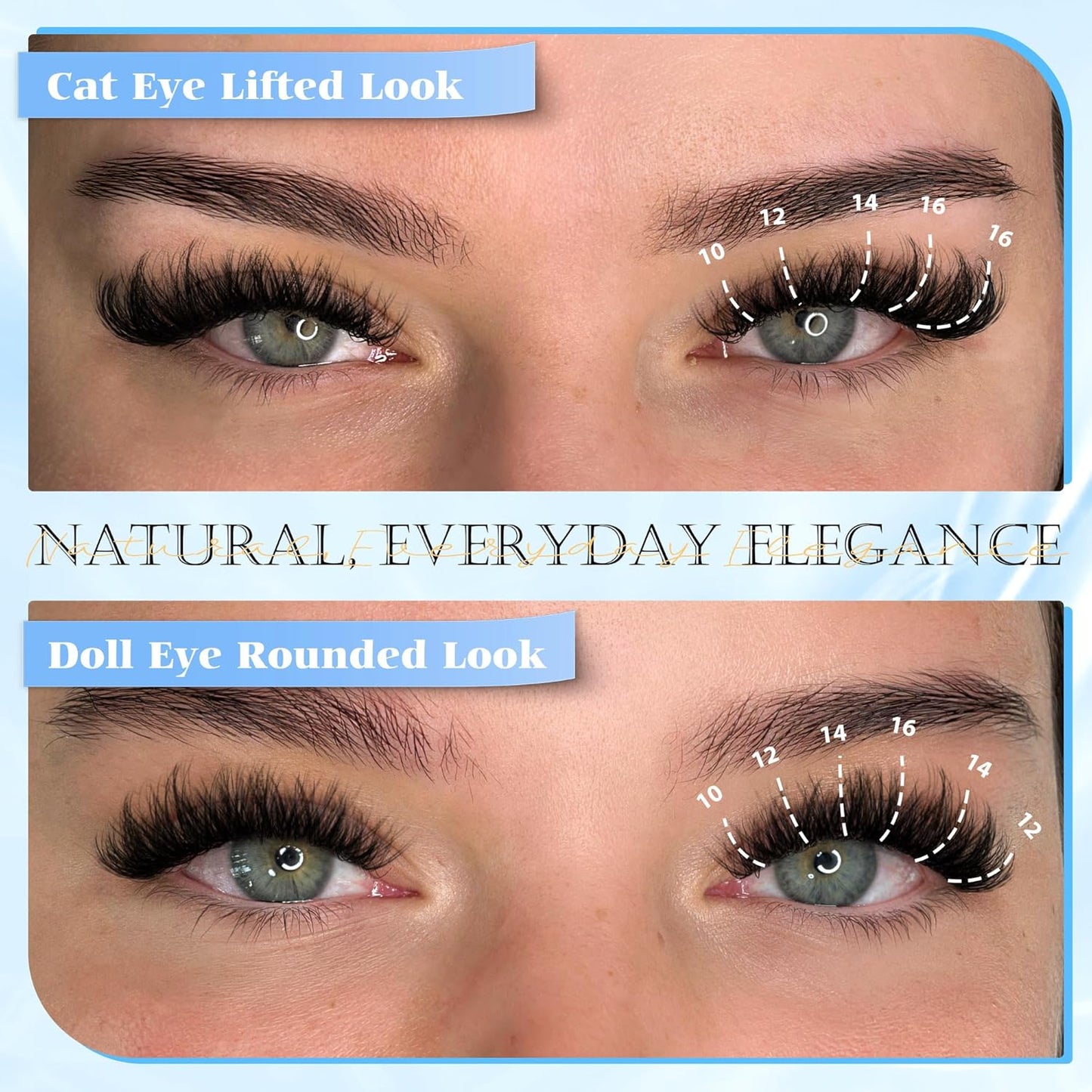 Fluffy Lash Clusters - Wispy Eyelash Extensions with Soft Thin Band | 10-16mm Mixed DIY Individual Lashes, 108 Pcs