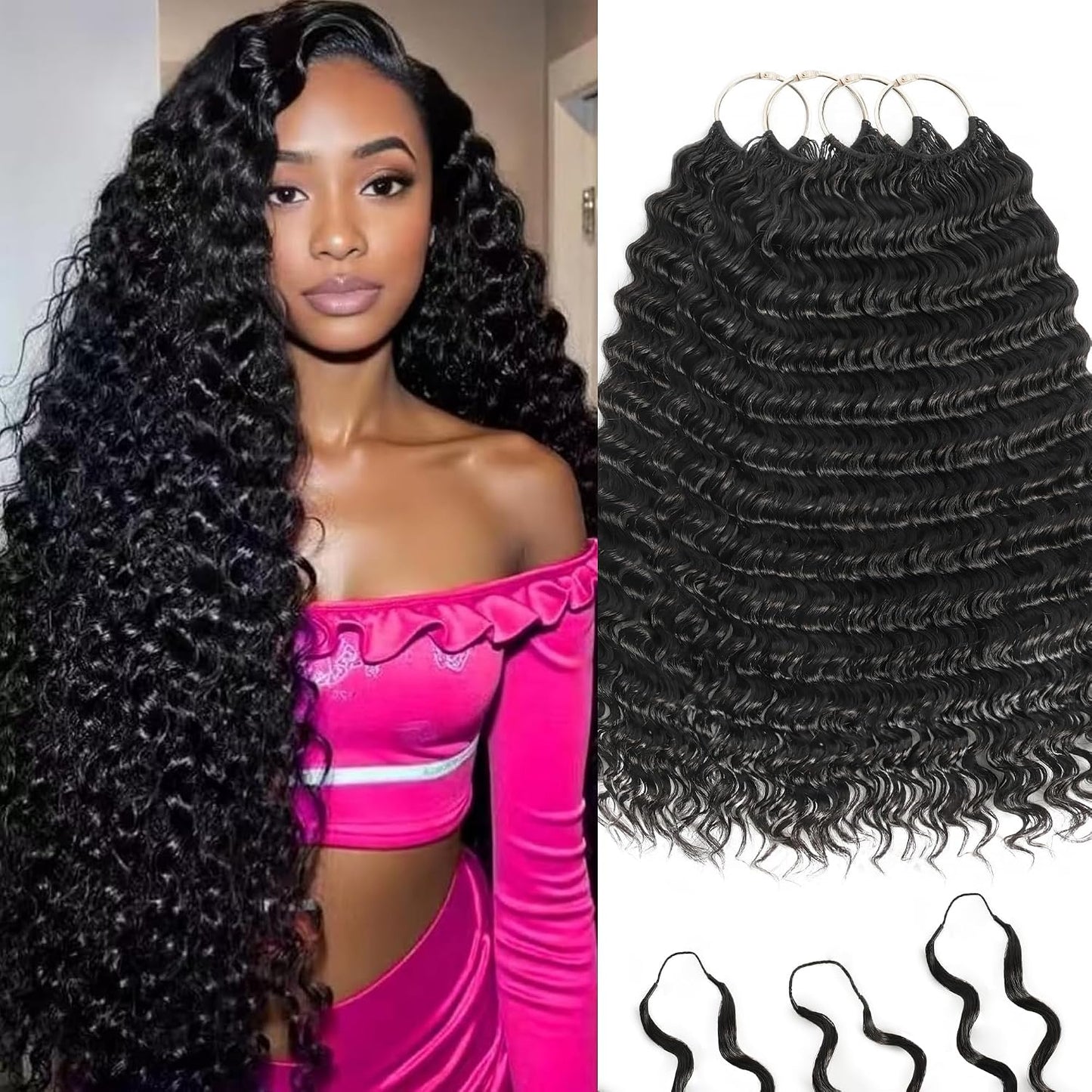 Feather Crochet Hair Extensions - 12 Inch 120g Invisible Miracle Knots for Black Women | Jerry Curly Pre-Separated Natural Black
