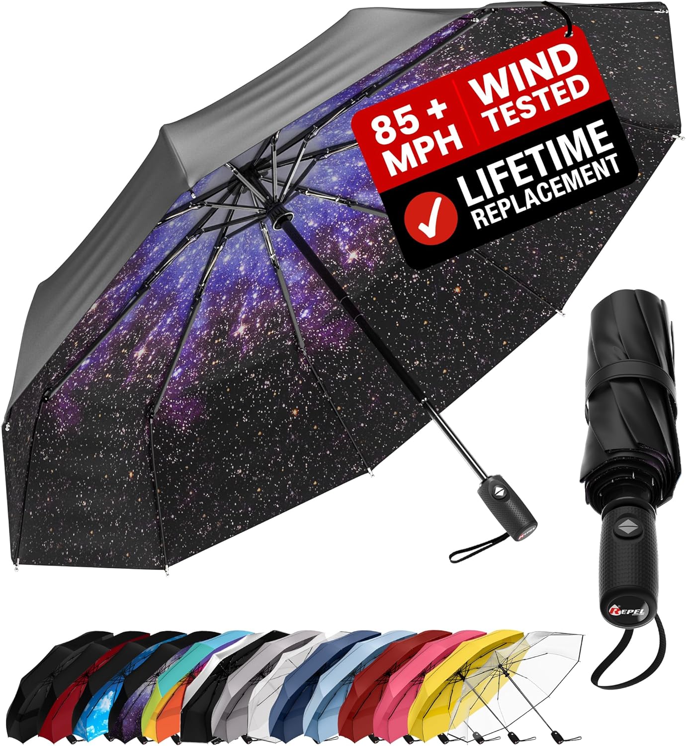 Windproof Travel Umbrella - Compact Auto Folding Design | Withstands 100MPH Winds, Durable & Lightweight for Men & Women
