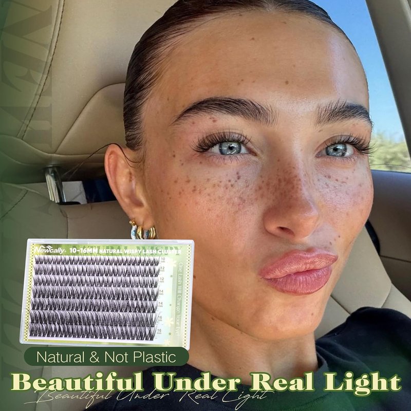 Natural Lash Clusters - Wispy C-Curly Eyelash Extensions | 10-16MM Individual Lashes for Beginners