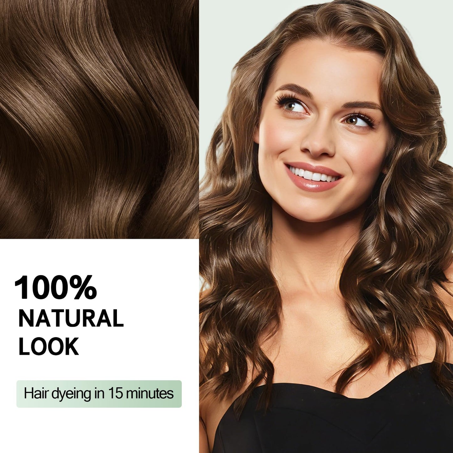 Brown Hair Dye Shampoo 3 in 1, 100% Instant Gray Hair Coverage Long-lasting Natural Herbal Ingredients Hair Color Shampoo for Women Men