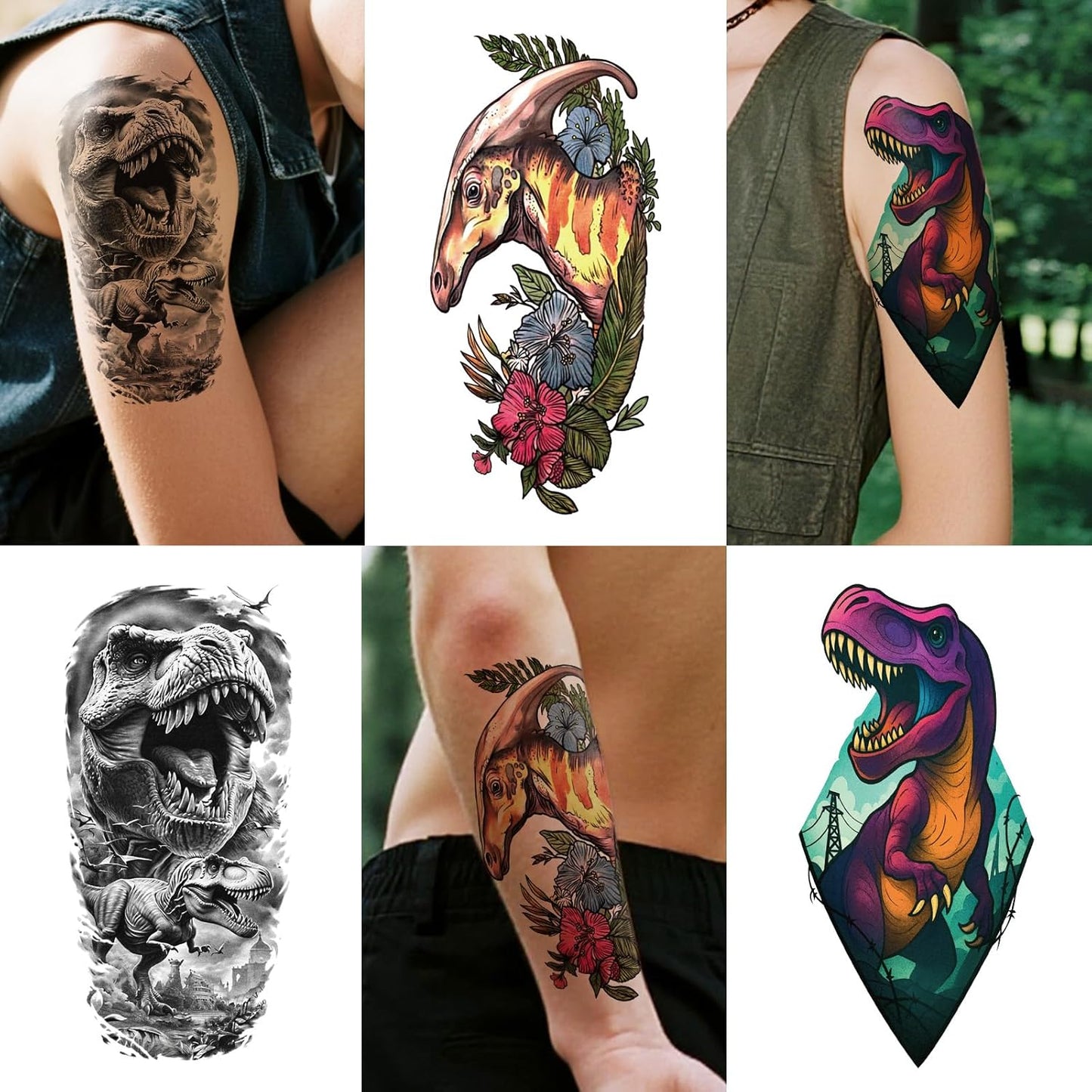 Dinosaur Temporary Tattoos for Kids - 77PCS T-Rex & Triceratops Designs | Fun Party Favors