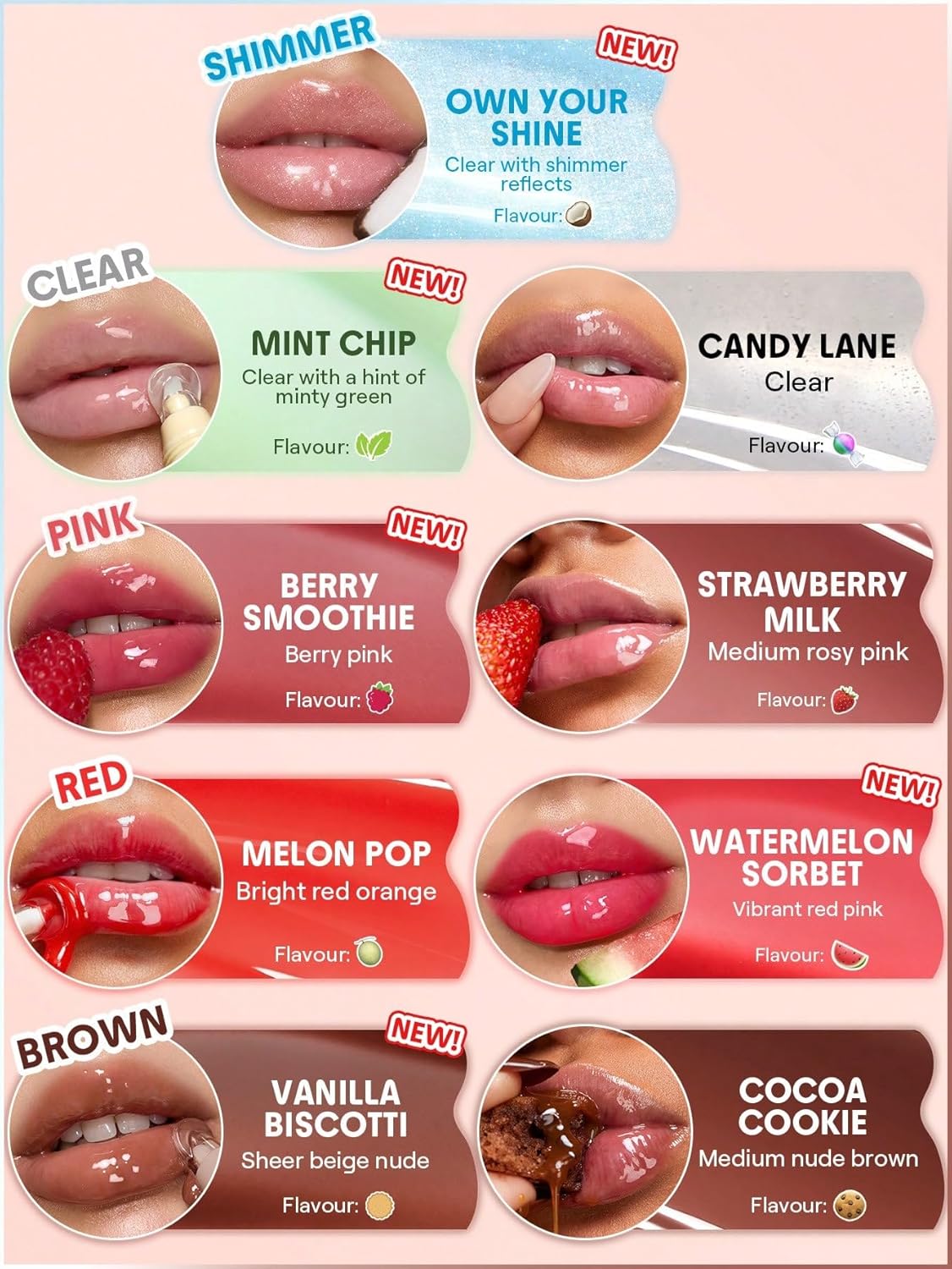Crystal Glaze Moisturizing Lip Gloss - Hydrating Jelly, Long Lasting & Waterproof | Berry Smoothie