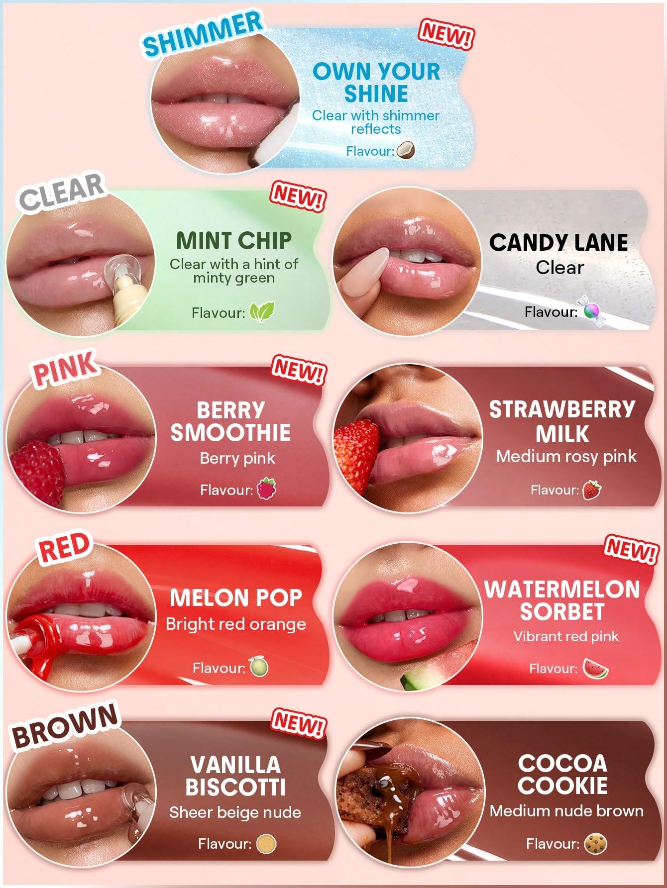 SHEGLAM Crystal Glaze Moisturizing Lip Gloss Hydrating Jelly Long Lasting Waterproof Plumping Lip Gloss-Berry Smoothie