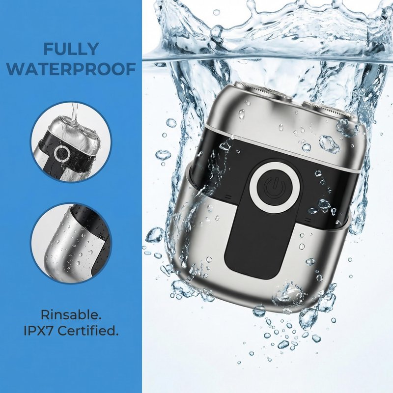 Electric Razor for Men, Compact Travel Razor with LED Screen, IPX7 Waterproof Wet/Dry Foil Shaver, USB-C Rechargeable, Mini Razor, Ideal Gift for Men