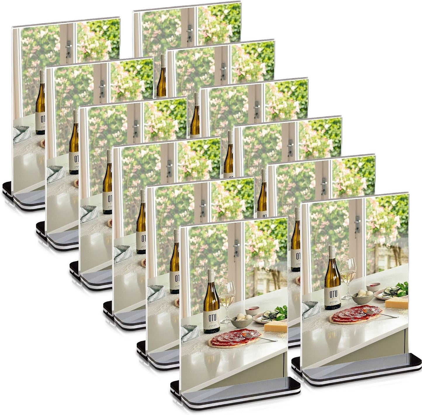 Acrylic Sign Holder - 12x8 Two-Sided Display Stand | 4 Pack for Cafes, Shops, Events