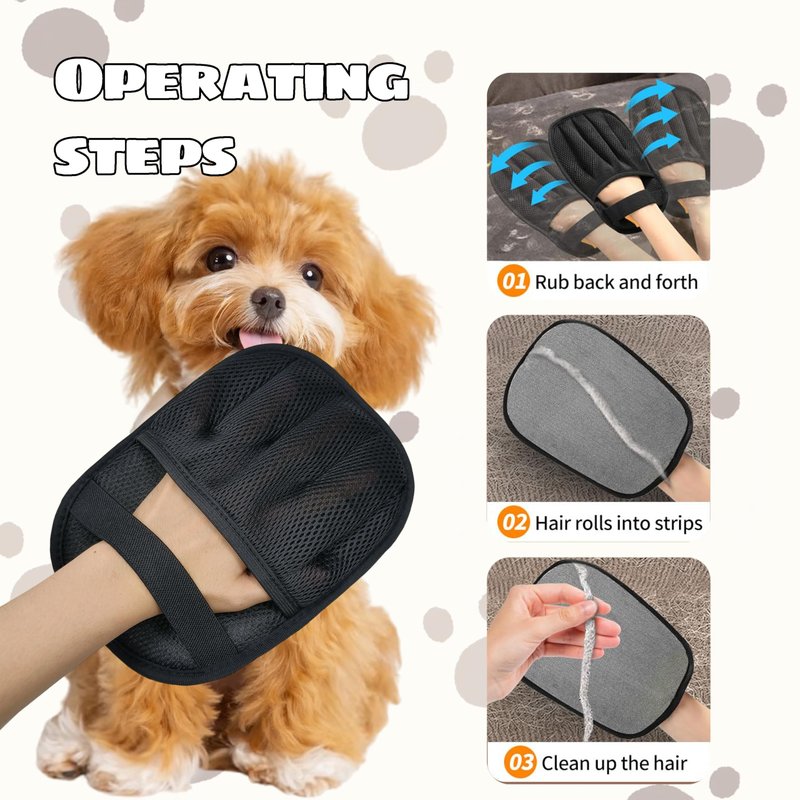 ZHENYOUBML 2Pcs Pet Hair Removal Glove for Cats & Dogs, Newly Upgraded Five Finger Electrostatic Pet Hair Removal Gloves, Reusable Cat & Dog Hair Remover for Couch, Furniture, Carpet, Curtain