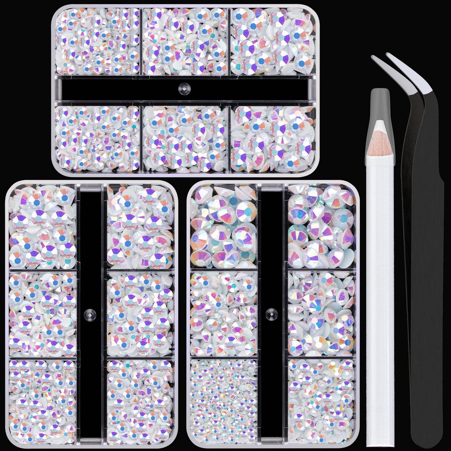 BELLEBOOST Jelly Rhinestones Bedazzling Kit - 45000 Pcs, 40 Colors, 3mm Flatback Gems for Crafting | Includes 3 Pcs B7000 Glue