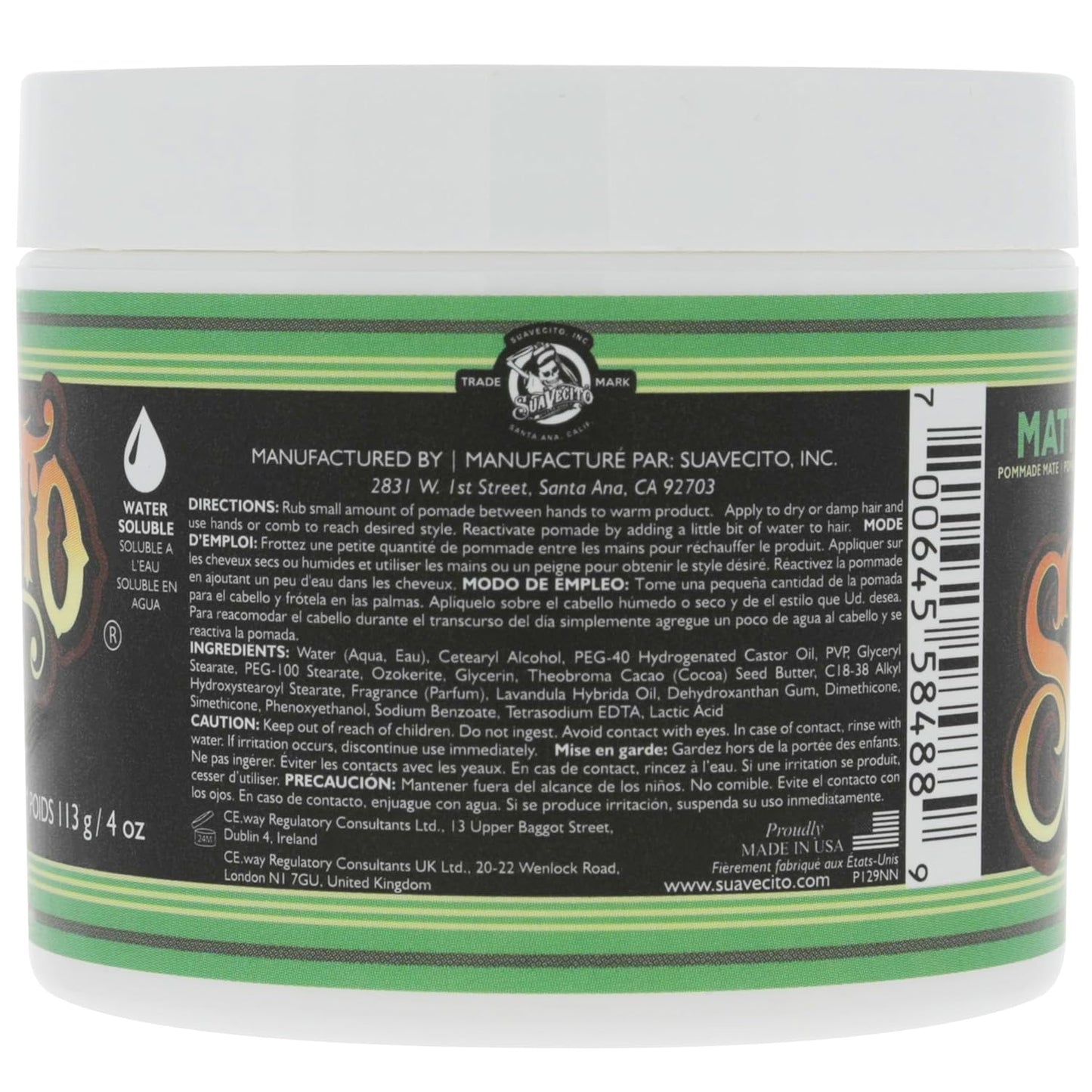 Suavecito Pomade - Matte Hair Paste For Men | Medium Hold, Shine-Free, 4 oz, 2 Pack