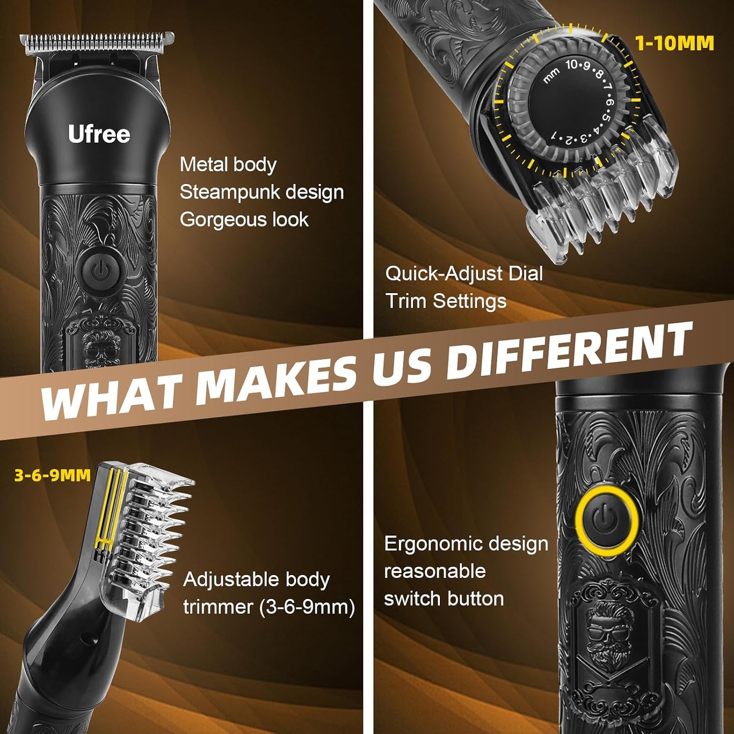 Beard Trimmer for Men - 7-in-1 Electric Grooming Kit | Cordless Hair Clippers for Mustache, Body & Facial Hair