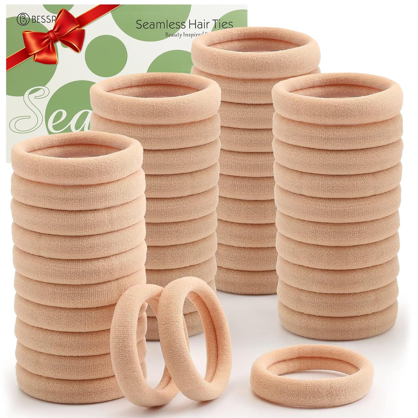 Bessrung 100PCS Seamless Elastic Hair Ties - No Damage Ponytail Holders for All Hair Types | Leopard Print