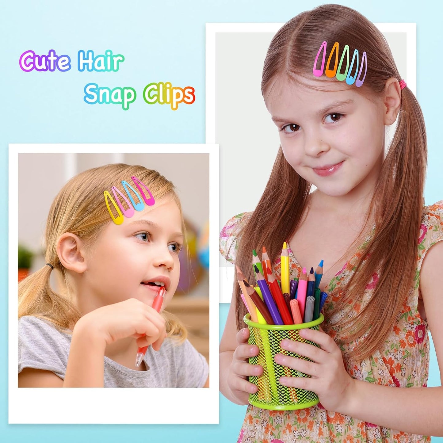 Colorful Snap Hair Clips - 150 Pcs in 50 Colors | 2-Inch Non-Slip Barrettes for Girls & Women with Storage Case