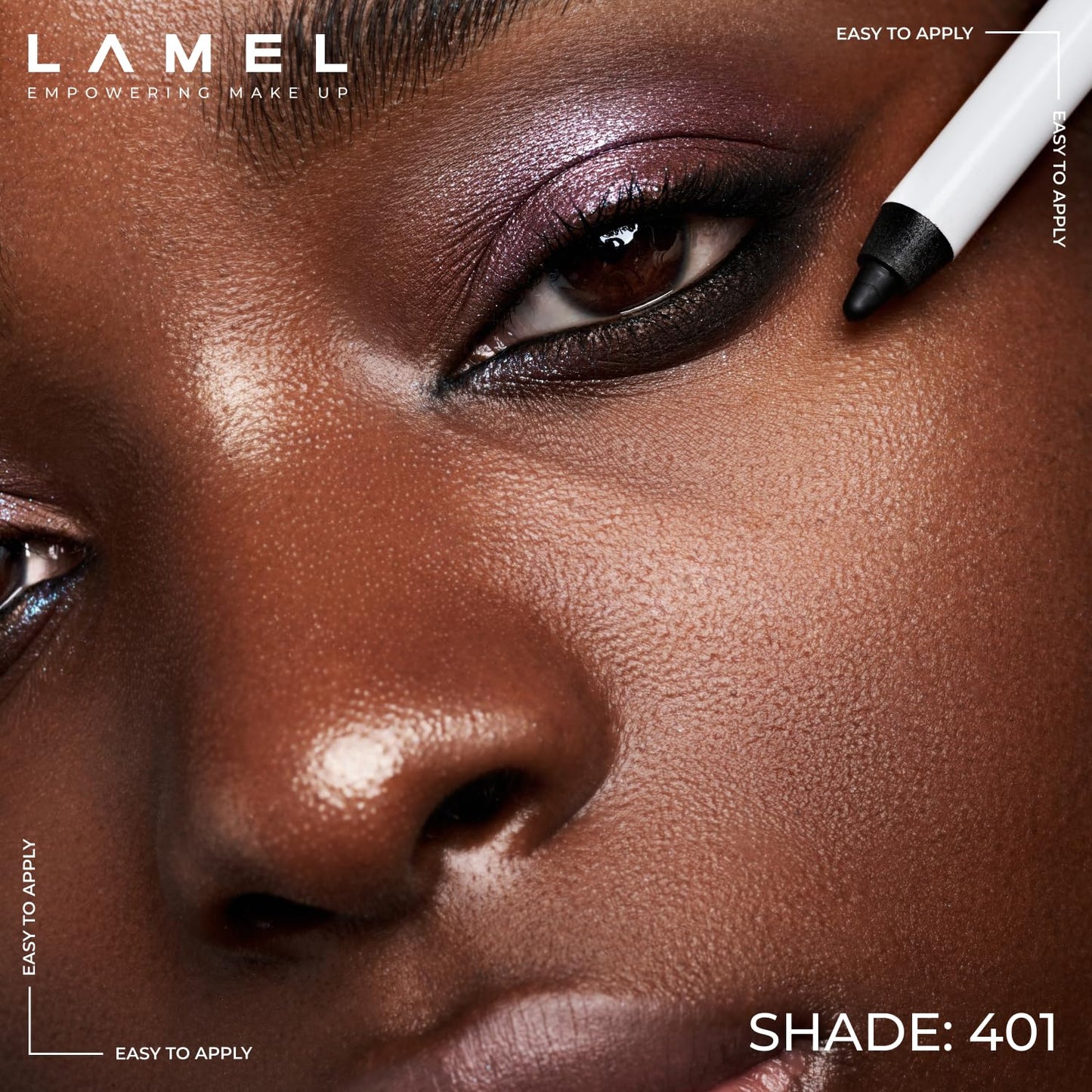 Lamel No Smudge Gel Eyeliner - Waterproof Deep Black Pencil | 10-Hour Wear, Vegan, Contact Lens Friendly