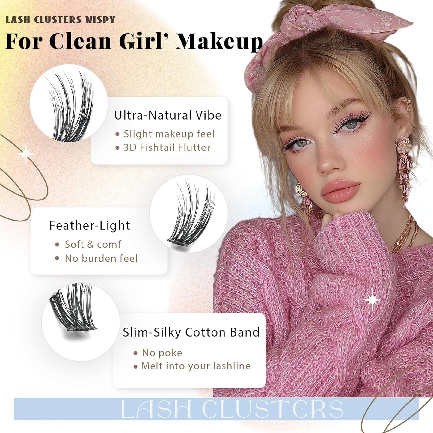 Natural Lash Cluster Eyelash Extensions Kit - 320 Pcs C Curl 10-16mm Fluffy Individual Lashes | DIY for Beginners