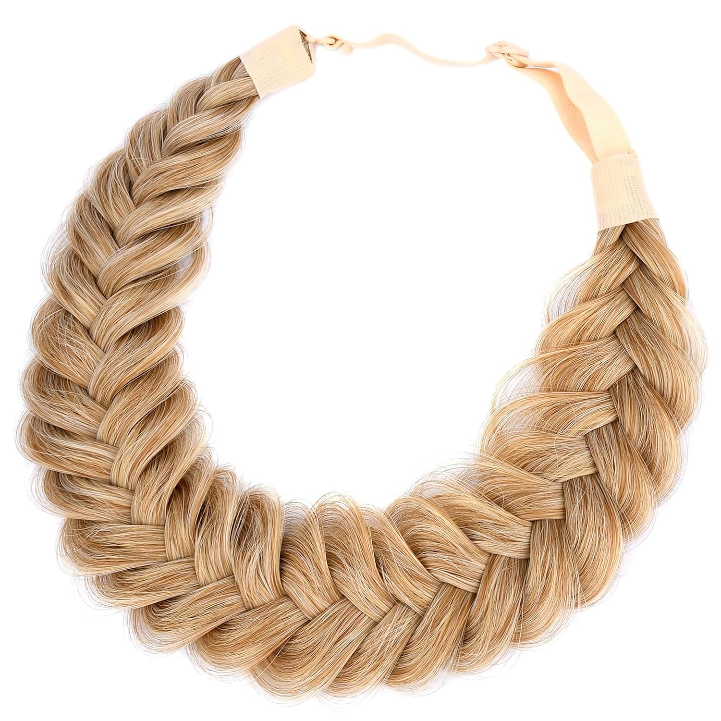 Messy Wide 2-Strand Synthetic Hair Braided Headband - Chocolate Toast | Stylish Hairpiece for Women & Girls