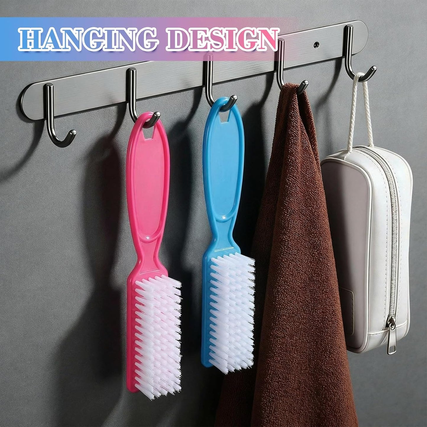 100 Pieces Handle Grip Nail Brush Set - Perfect for Cleaning Fingernails & Toes | 10 Vibrant Colors
