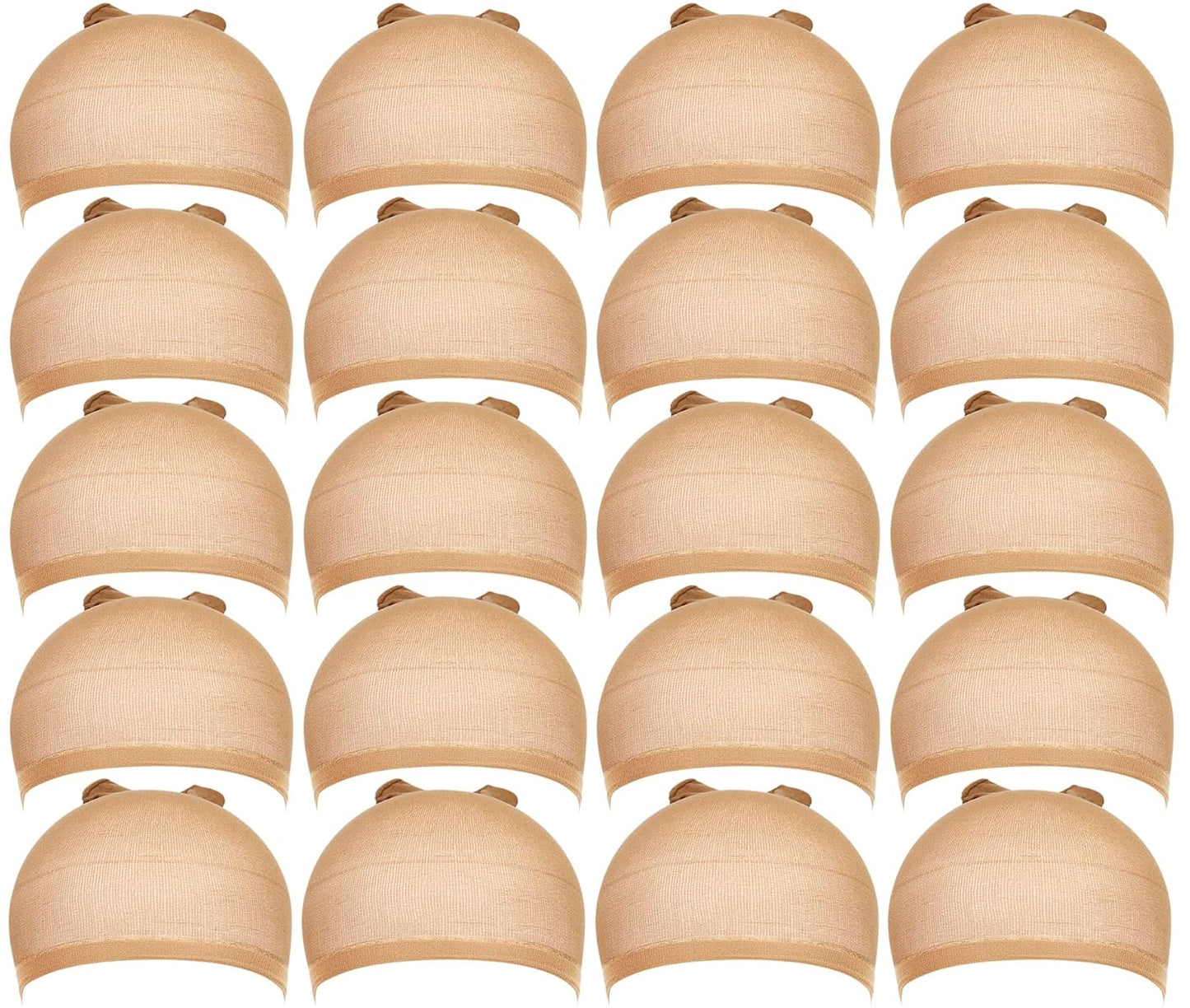 Wig Cap for Women - 20pcs Stretchy Nylon Stocking Caps in Tan Beige | Perfect for Wigs