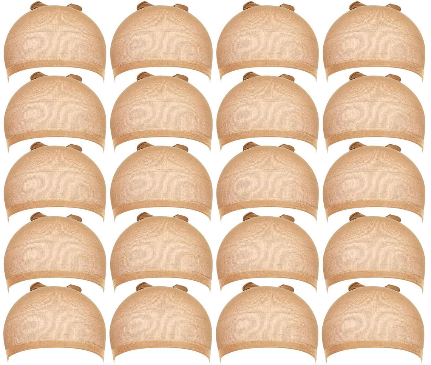 Wig Cap for Women - 20pcs Stretchy Nylon Stocking Caps | Tan Beige Color