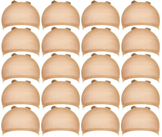 Wig Cap for Women - 20pcs Stretchy Nylon Stocking Caps | Tan Beige Color