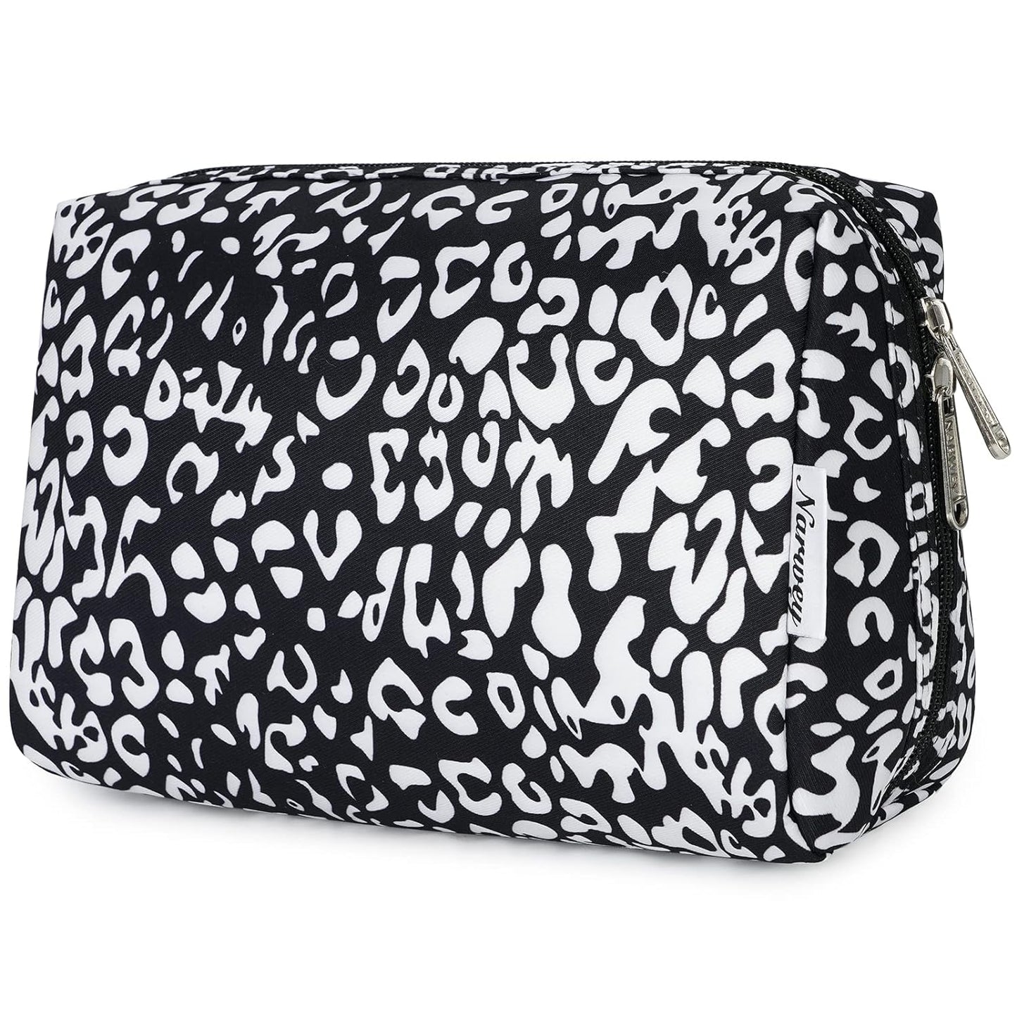 Checkered Makeup Bag - Travel Cosmetic Organizer with Compartments | Large Sky Blue Checkerboard