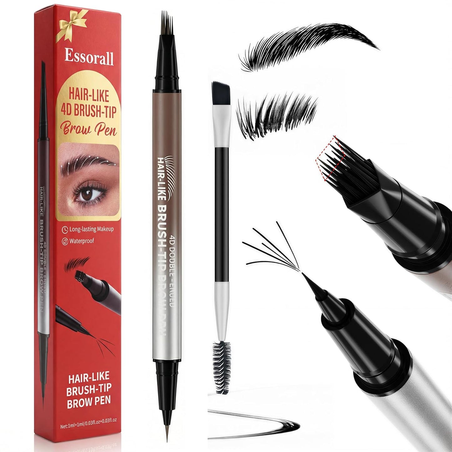 Eyebrow Pencil - 2-in-1 Microblading Pen with Ultra-Fine Tips | Waterproof, Long-Lasting, Brown