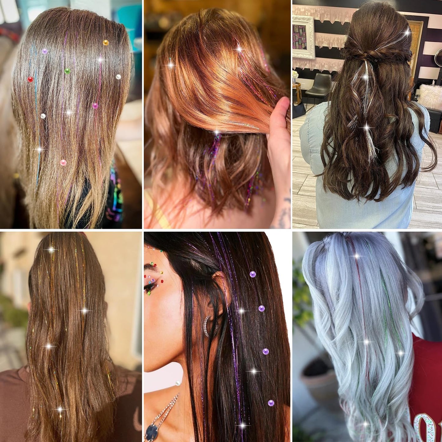 Hair Tinsel Kit - 6000 Strands of 48-Inch Glitter Extensions | Heat Resistant Fairy Hair Accessories for Women & Girls (14 Colors)