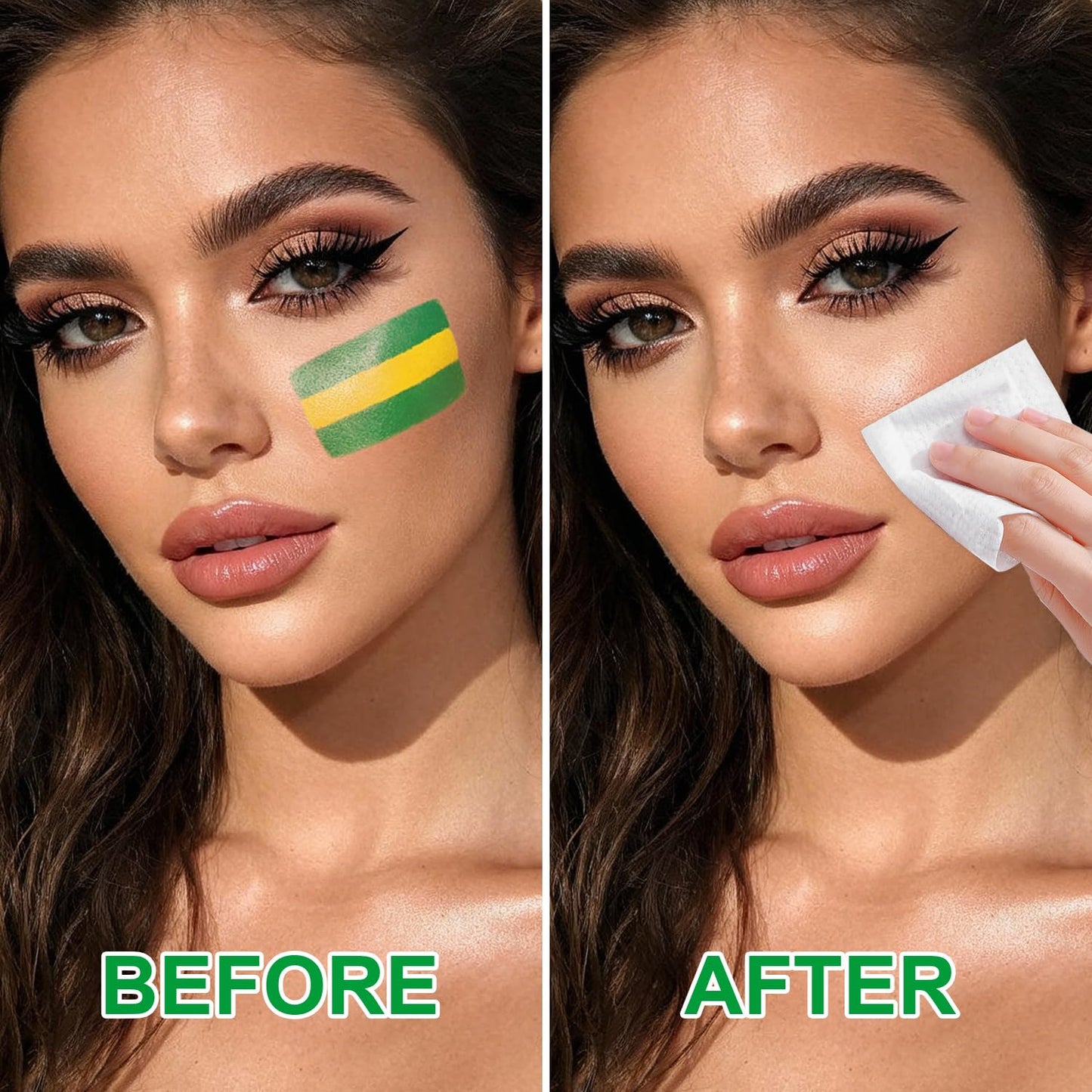 Green Yellow and Green Brazil Face Body Paint Stick for 2026 World Cup Fan Soccer Baseball Softball Sports Eye Black Stick Makeup (Brazil)
