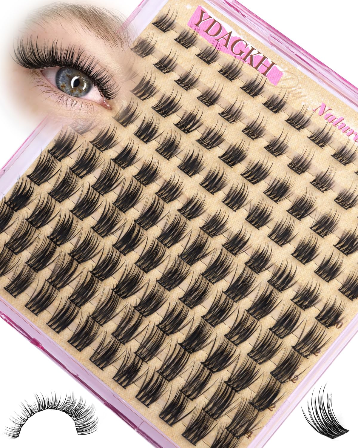 Short Lash Clusters 8-10-12-14mm Natural Eyelash Clusters Spiky Wispy Cluster Eyelash Extensions Ultra-Thin Band Lash Extension Pestañas Postizas Naturales DIY C Curly Individual Lashes