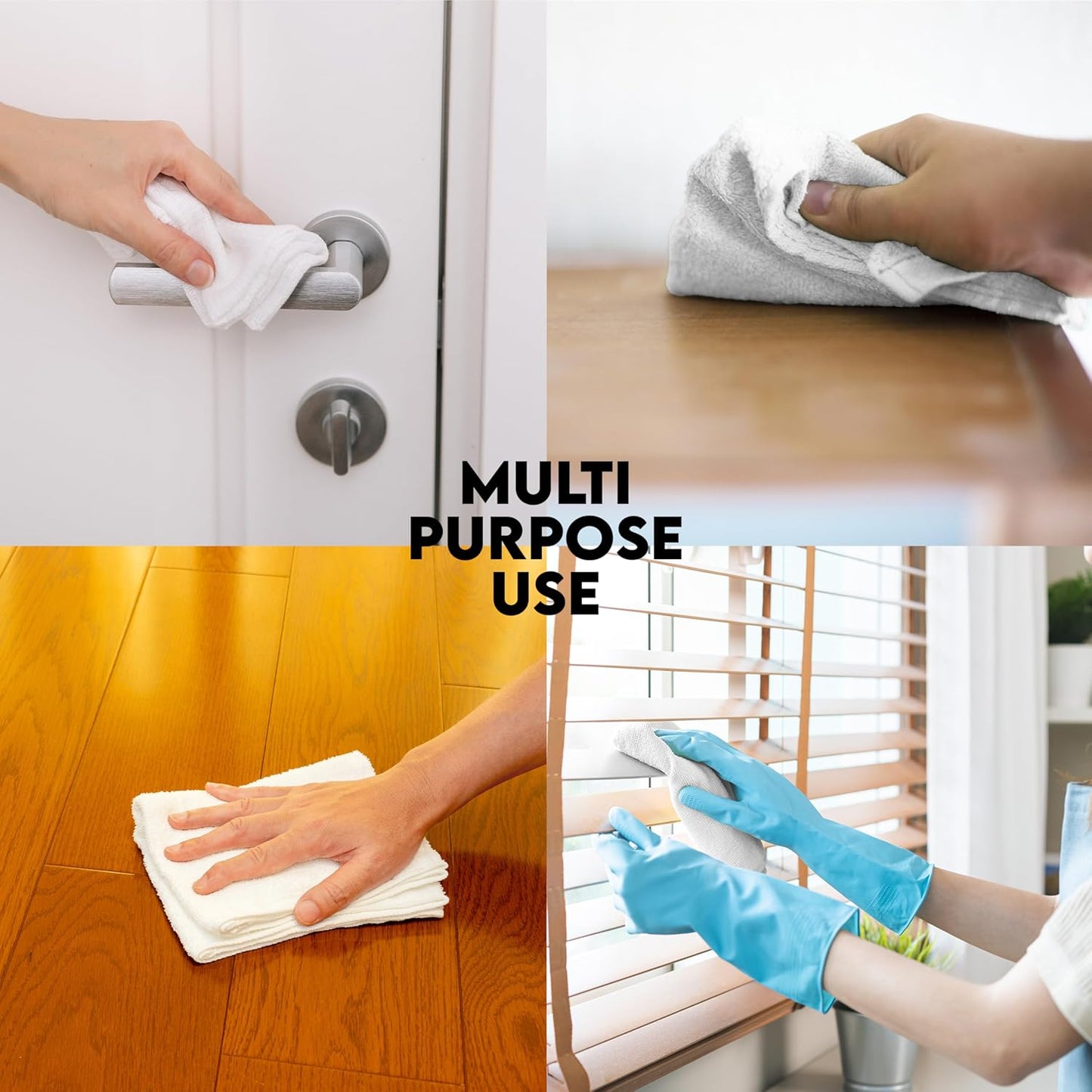 Cotton Terry Towels - High Absorbent Cleaning Cloths | Pack of 50, 12x12 Inches, White