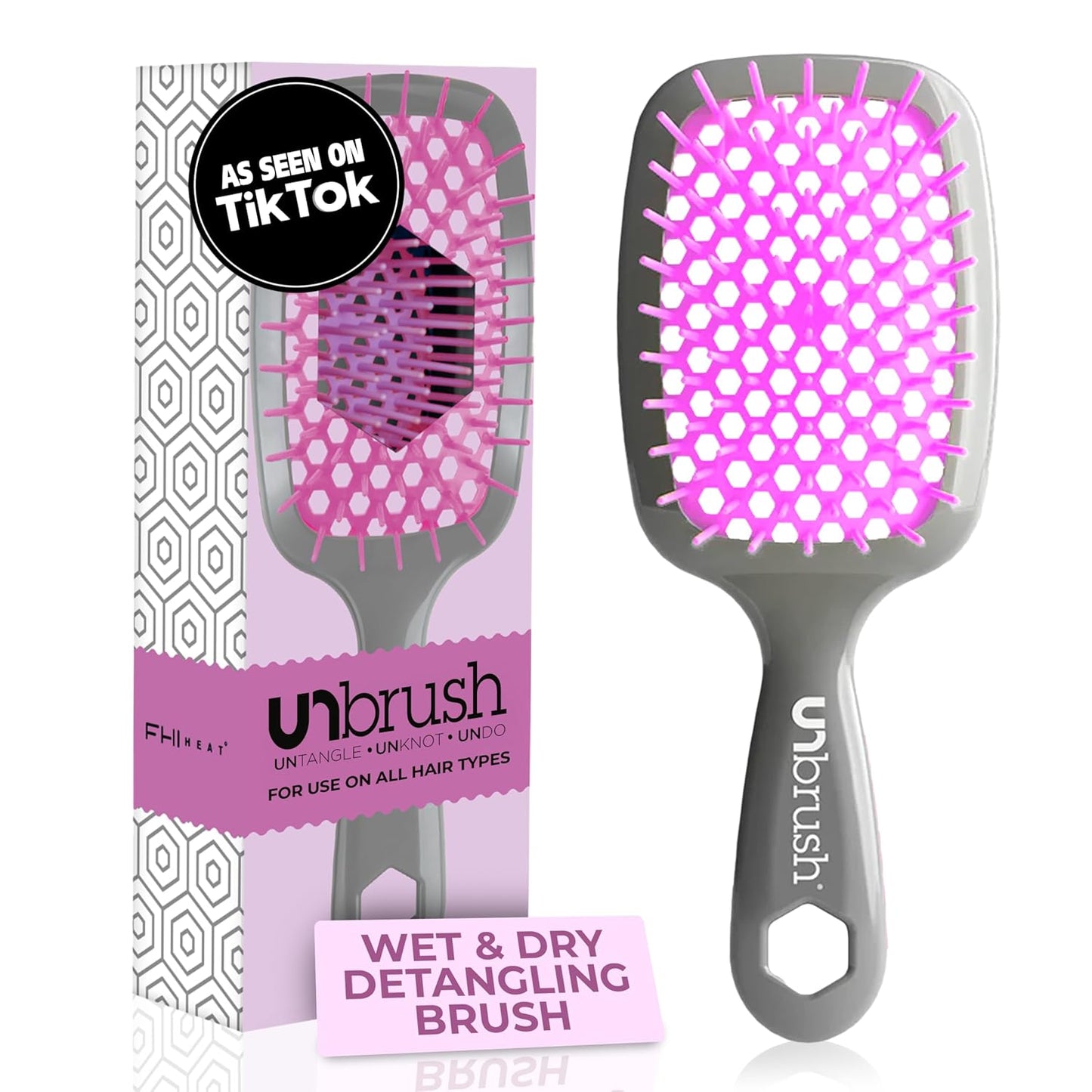 FHI Heat Detangling Brush - Pain-Free Brushing for Wet & Dry Hair | Durable DuoFlex Bristles, Lightweight, Cherry Blossom