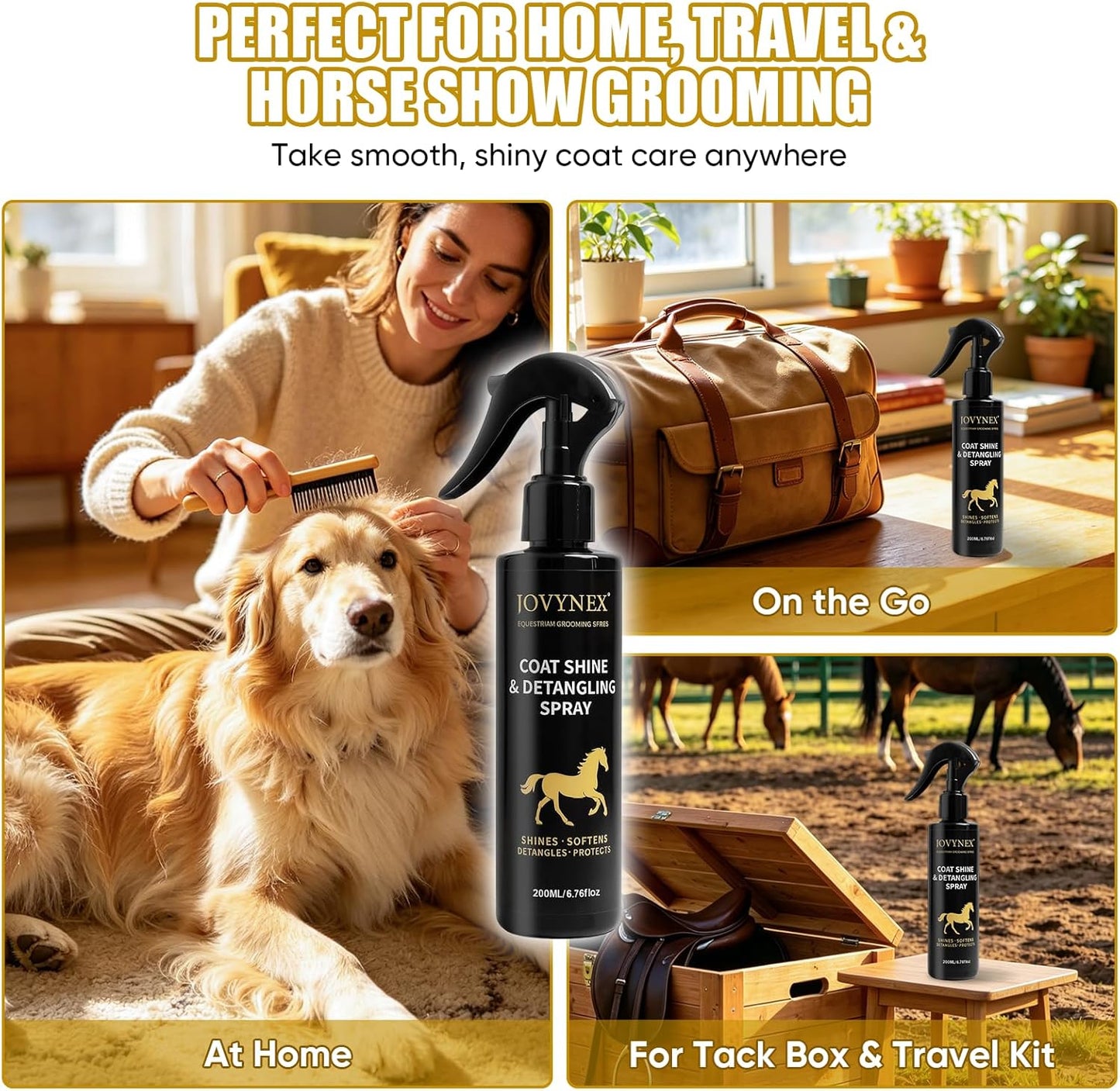 Dog Detangler Spray - Leave-In Conditioner for Long Coats | 6.76 Oz, Loosens Tangles & Adds Shine
