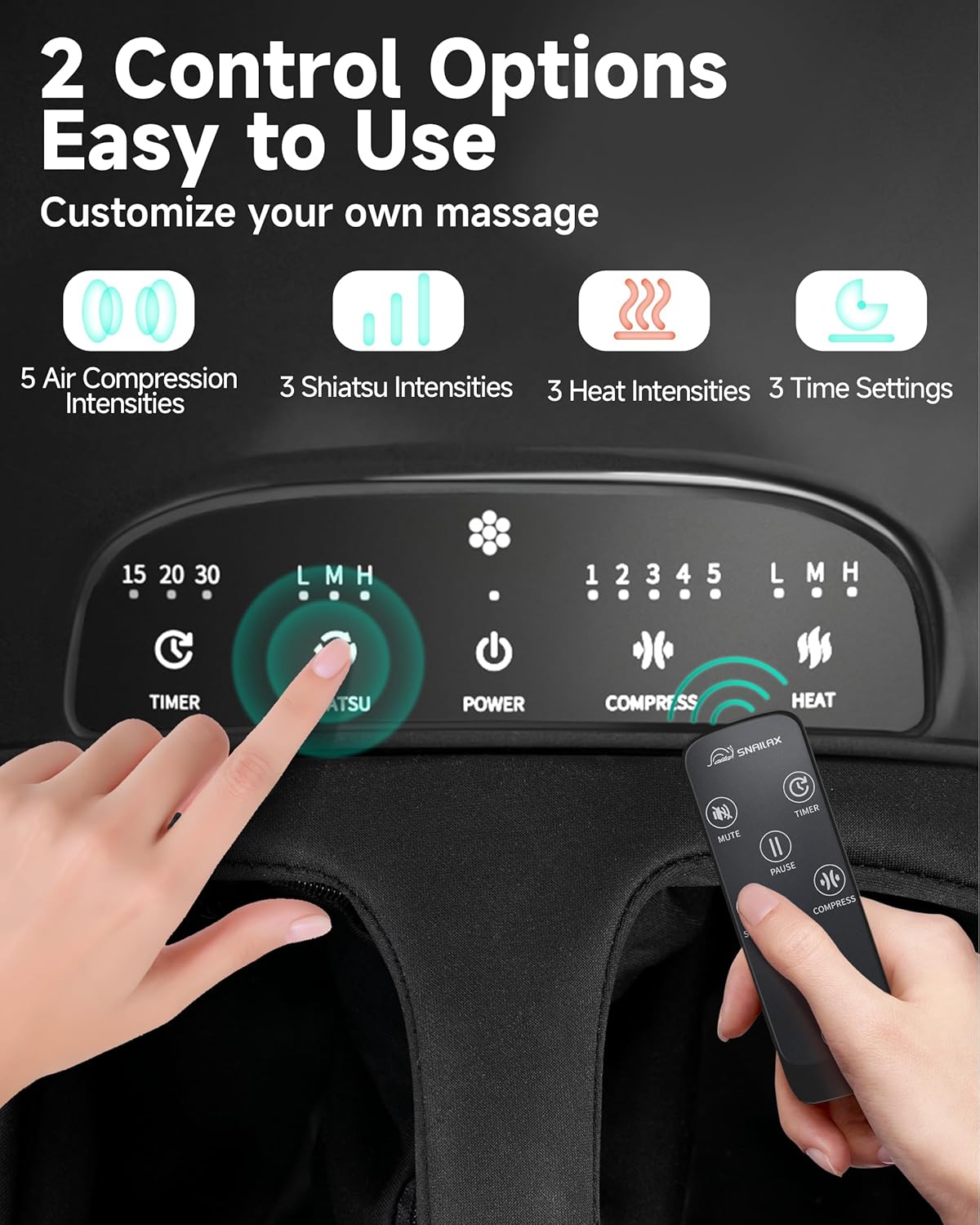 Snailax Shiatsu Foot Massager for Plantar Fasciitis | Heat & Kneading Function, Remote Control, Foot Warmer