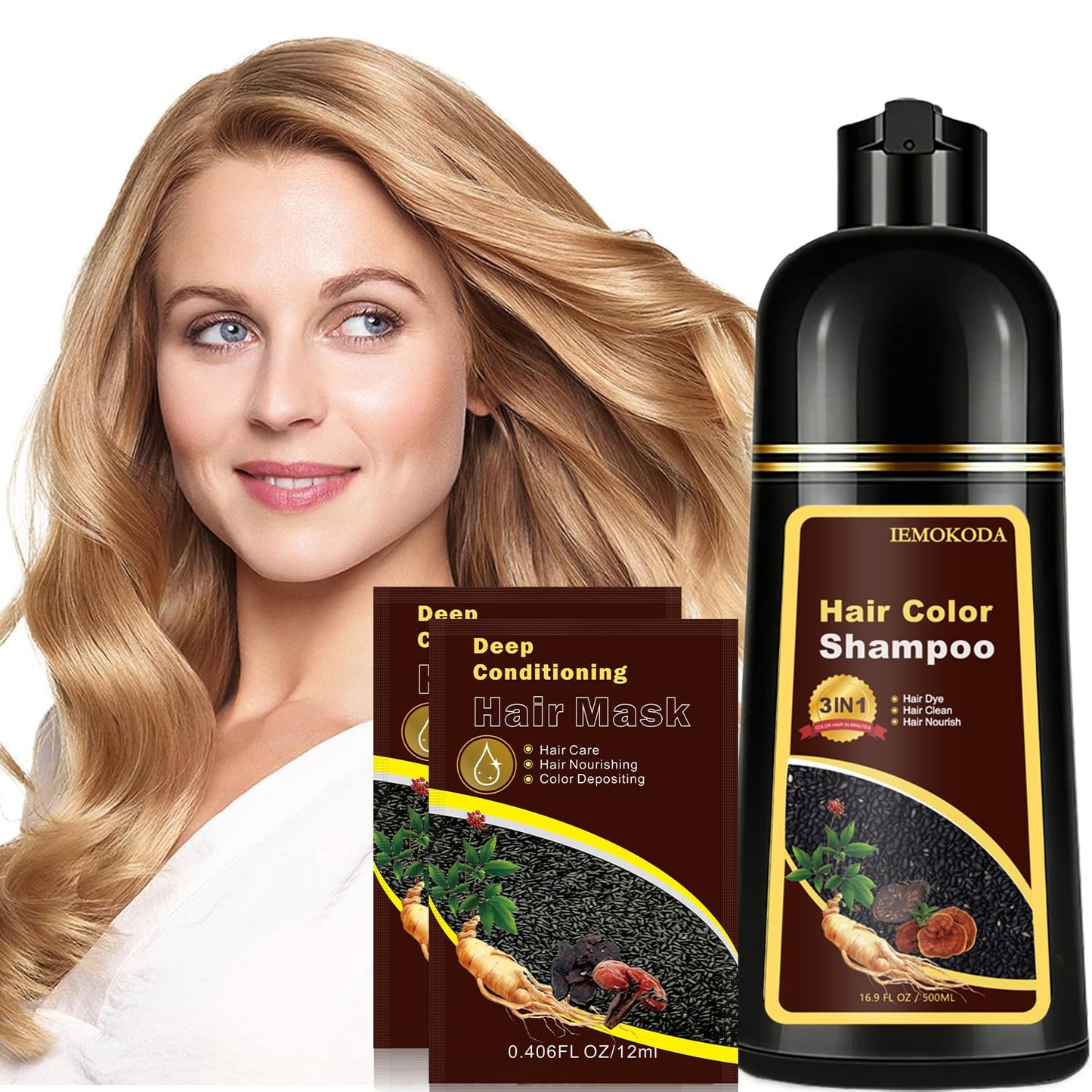Blonde Brown Hair Color Shampoo - Instant 3-in-1 Hair Dye for Men & Women | Long-Lasting Results