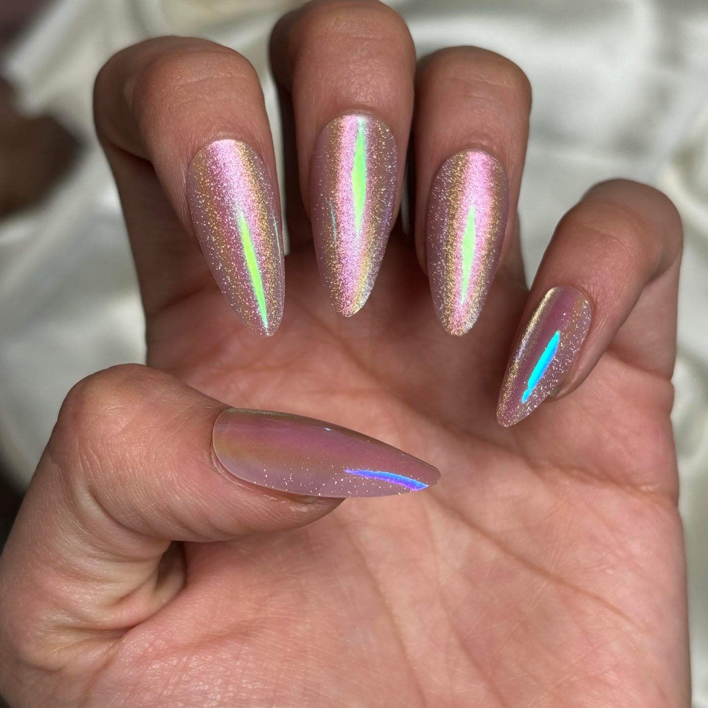 FAIRY DUST Press-On Nails by Lavaa Beauty | Pink Almond Velvet Shimmer Nails