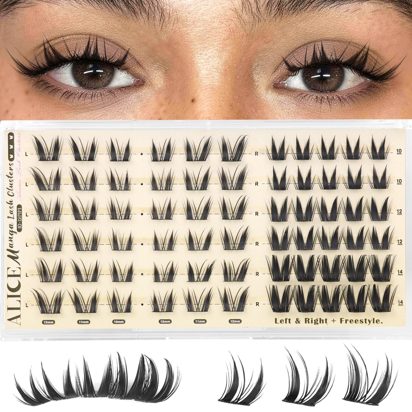 Natural Lash Clusters - Wispy Eyelash Extensions 168pcs | 8-16mm C-Curl, Soft Thin Band for a Natural Look
