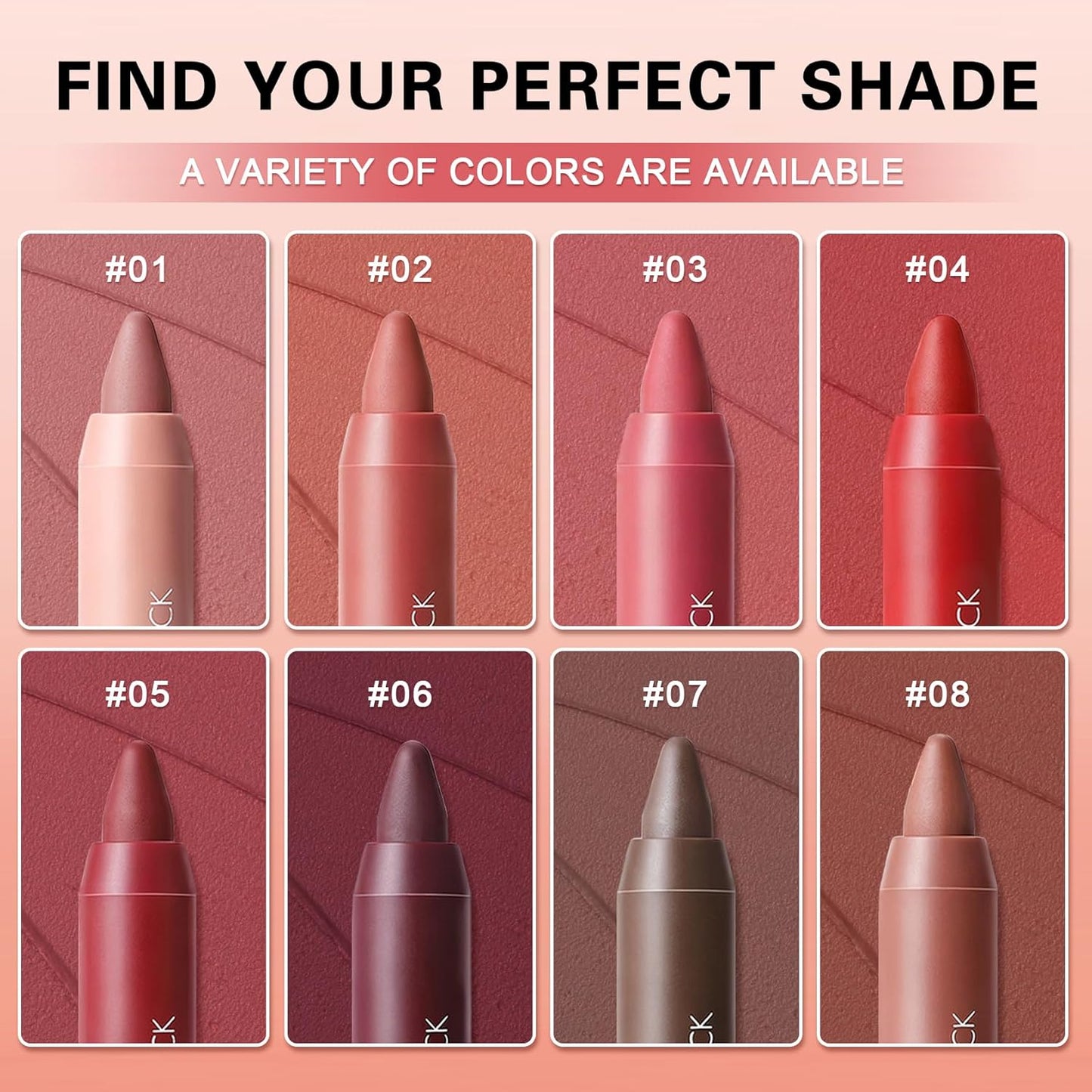 Matte Lip Crayon - 2-in-1 Nude Lipstick & Lip Liner with Brush | Long-Lasting, Waterproof, Vegan