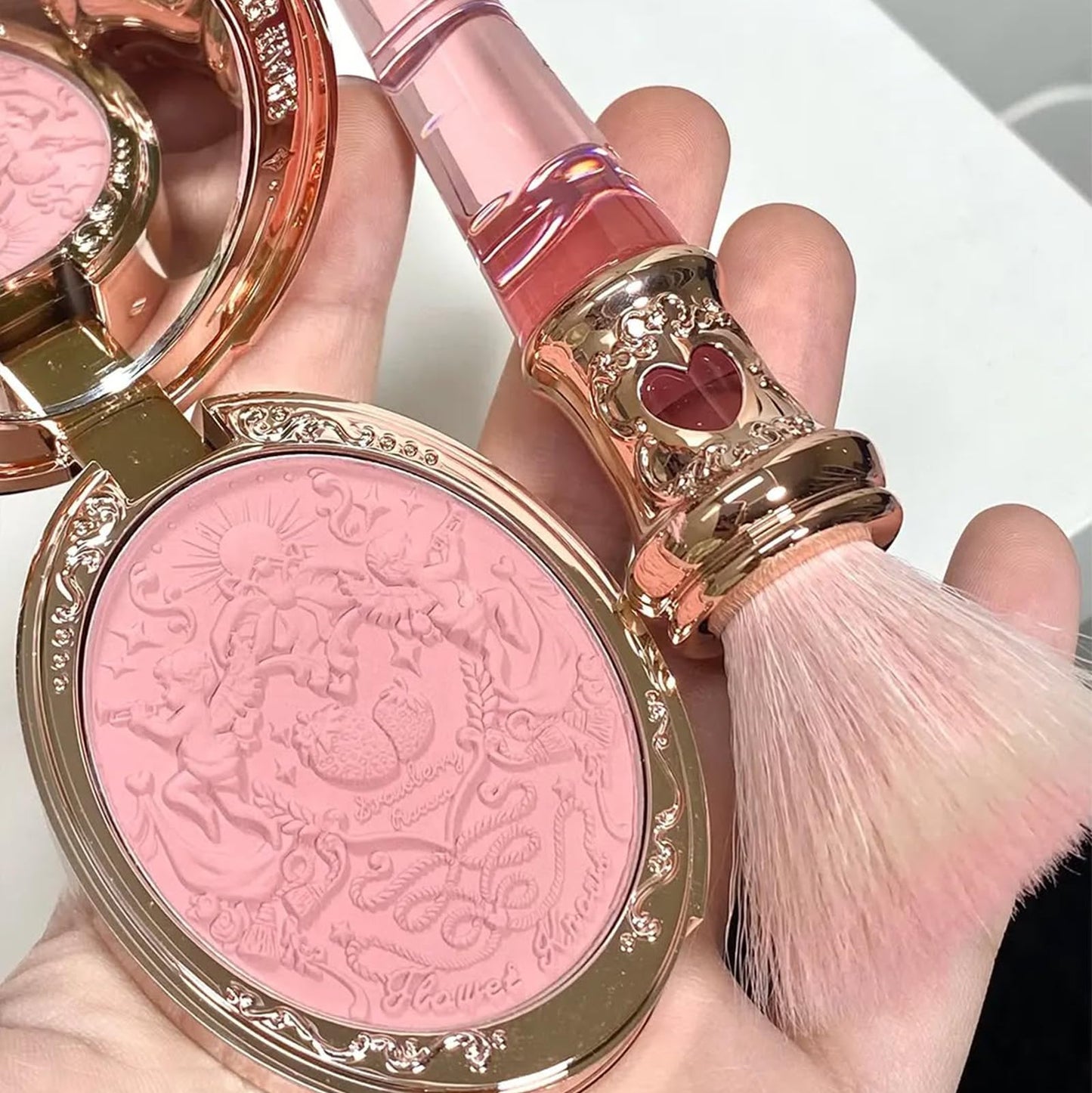 Flower Knows Strawberry Rococo Embossed Blush,Rose Pink Matte Powder Blush for Cheeks,Buildable & Blendable Face Makeup,Soft Long-Lasting Cute Make Up for Women & Girls,0.17 Oz(03 Classic Ballet)