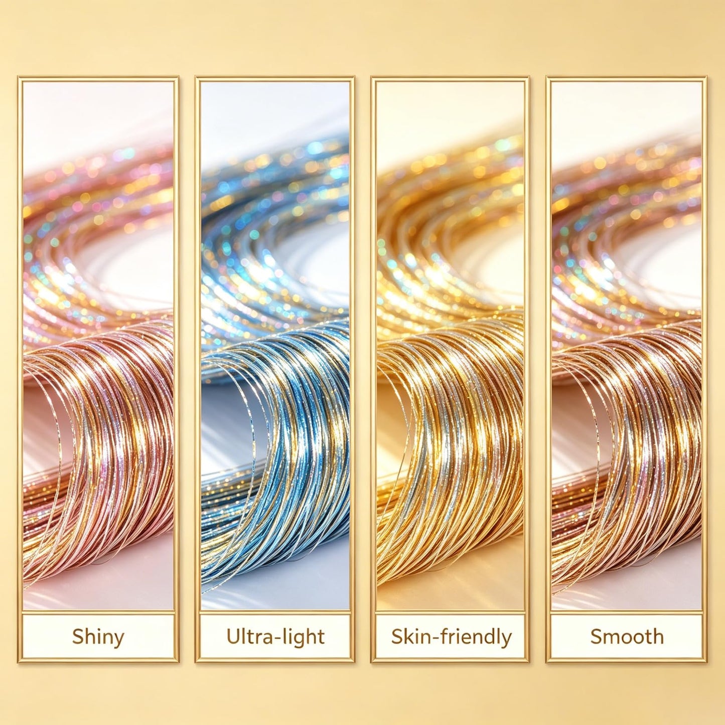 HandWig Hair Tinsel Kit 18 Colors 47 Inch Heat Resistant Reusable Stretchable Durable Shiny Hair Tinsel Strands for Women Girls Daily Wear Festival Party Cosplay Halloween Christmas Hair Accessories