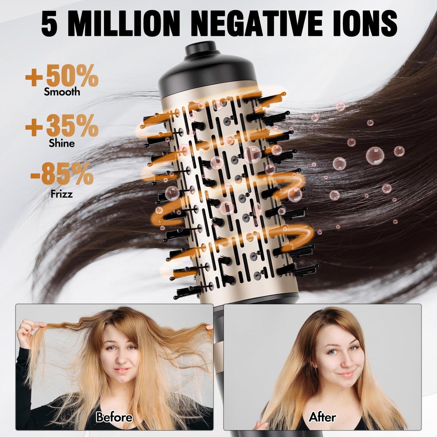 DAILYLIFE Rotating Hair Dryer Brush, Spinning Hair Dryer Brush and Hot Air Brush with 2 Brushes (1.5" & 2"), ALCI Safety Plug and Ionic Technology, Ceramic Barrel