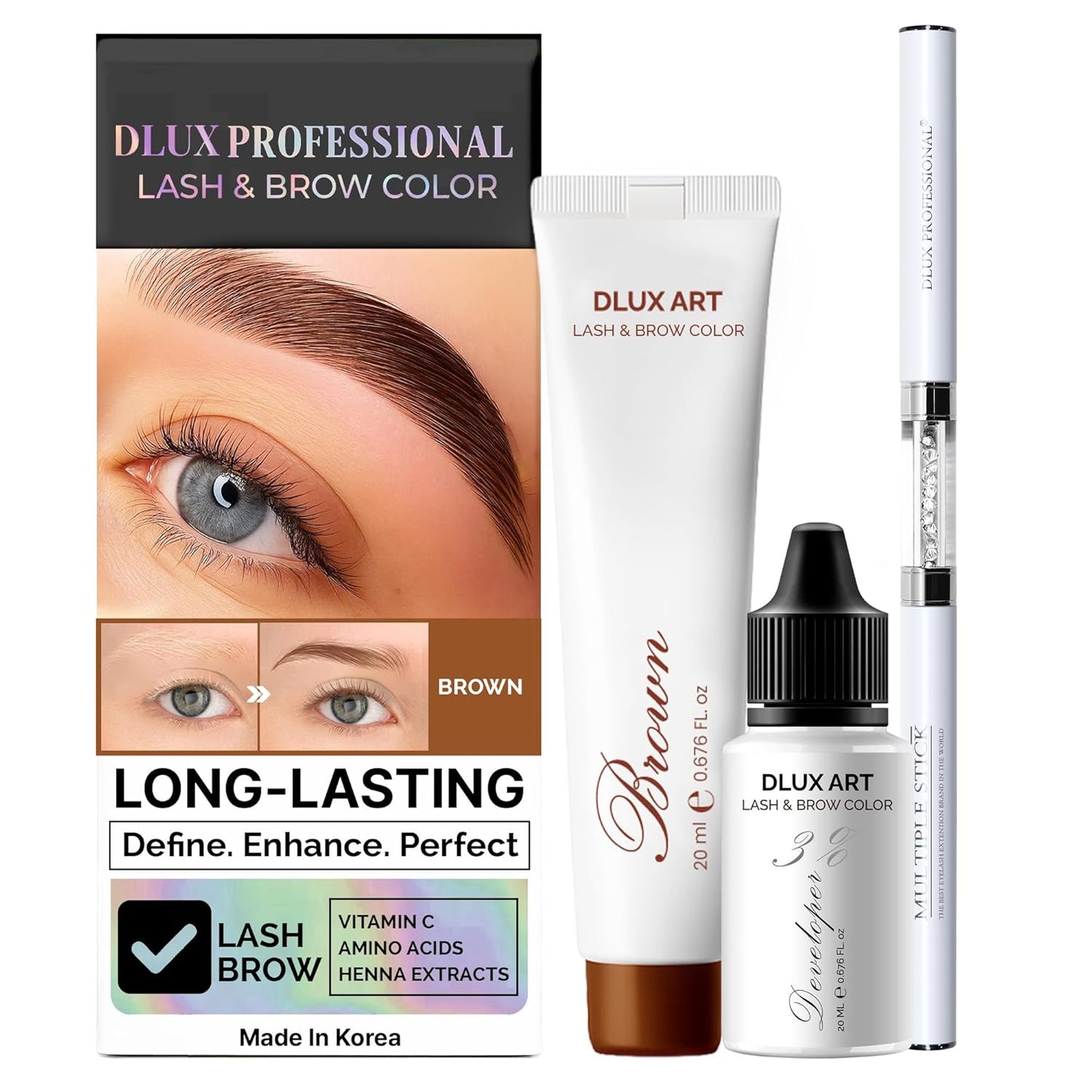 Korean Eyebrow Color Kit - Long-Lasting Black Brow Color for Natural-Looking Brows | Salon & Home Use