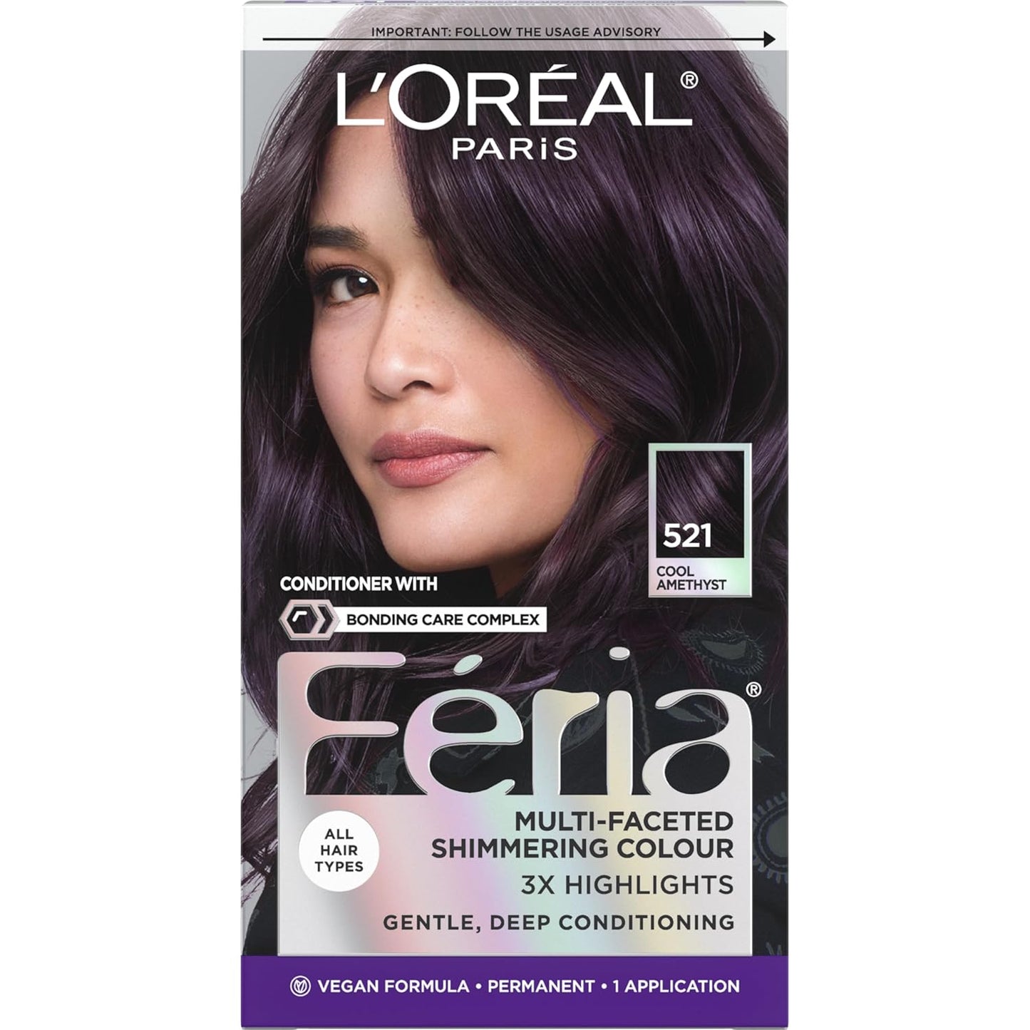 L’Oreal Paris Feria Hair Color - High Intensity Jet Black Dye for 3X Highlights | 1 Kit