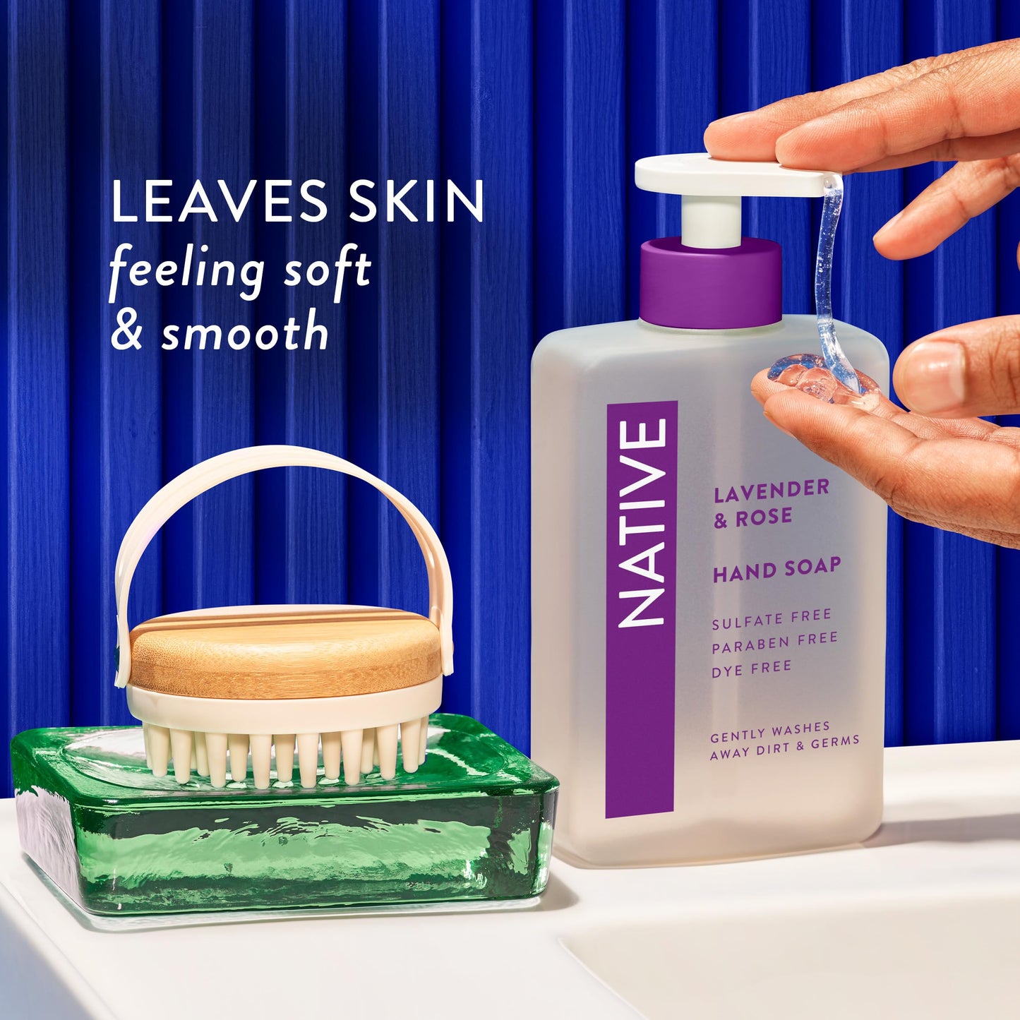 Native Liquid Hand Soap, Lavender & Rose Scent, Non-Drying Formula for Soft, Smooth Hands, Made with Plant-Based Cleansers, Sulfate & Paraben Free, 13 oz Bottle