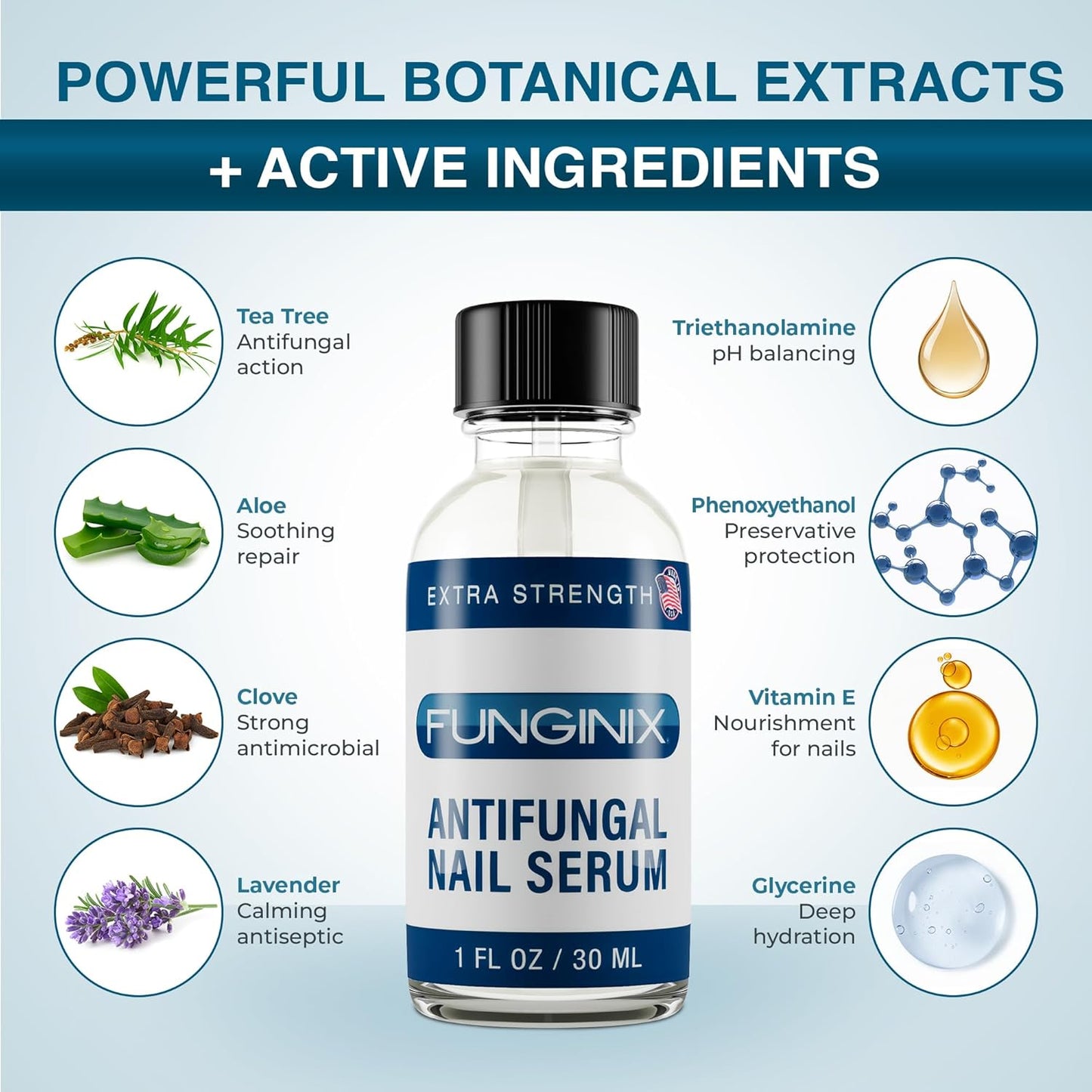 Fungus Treatment - Extra Strength Solution for Toe, Finger & Foot Fungus | Made in the USA (1 Bottle)