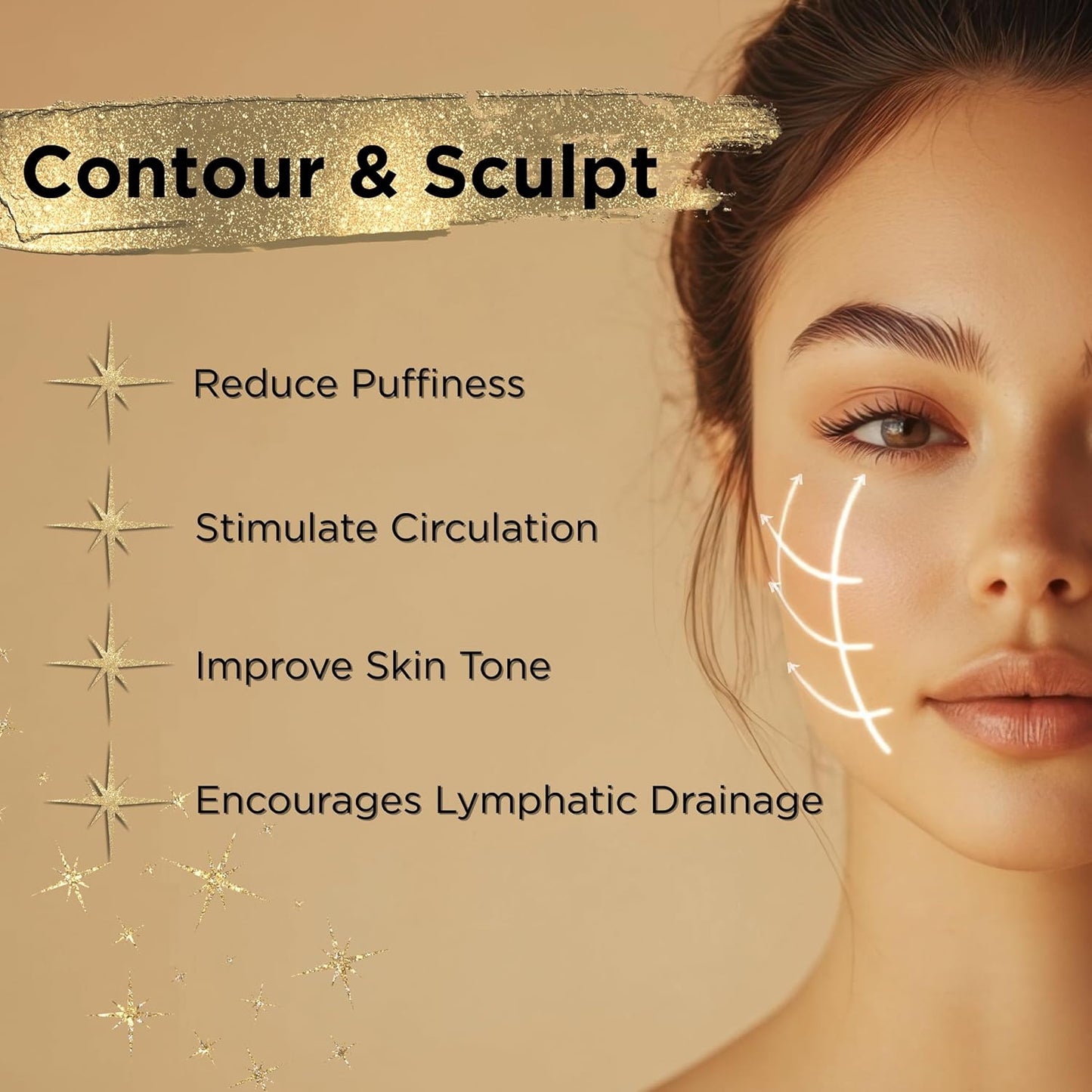 Lymphatic Contour Brush - Face Sculpting Tool for Lymphatic Drainage | Ultra Soft Bristles, Reduces Puffiness (1 Pack)