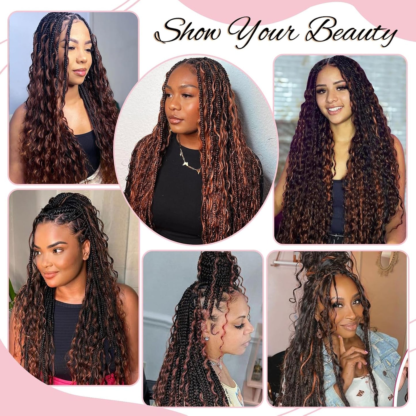 Braiding Human Hair Water Wave - 2 Bundles 100g Ombre Curly Extensions | 14 Inch Black/Brown Highlights