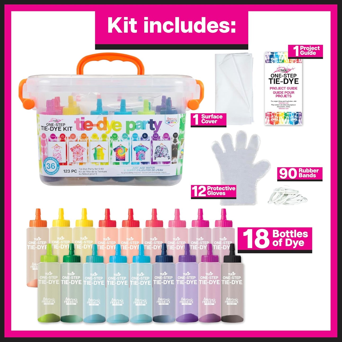 One-Step Tie Dye Kit - 14 Vibrant Colors for Large Groups | Easy Clean-Up & Permanent Fabric Dye