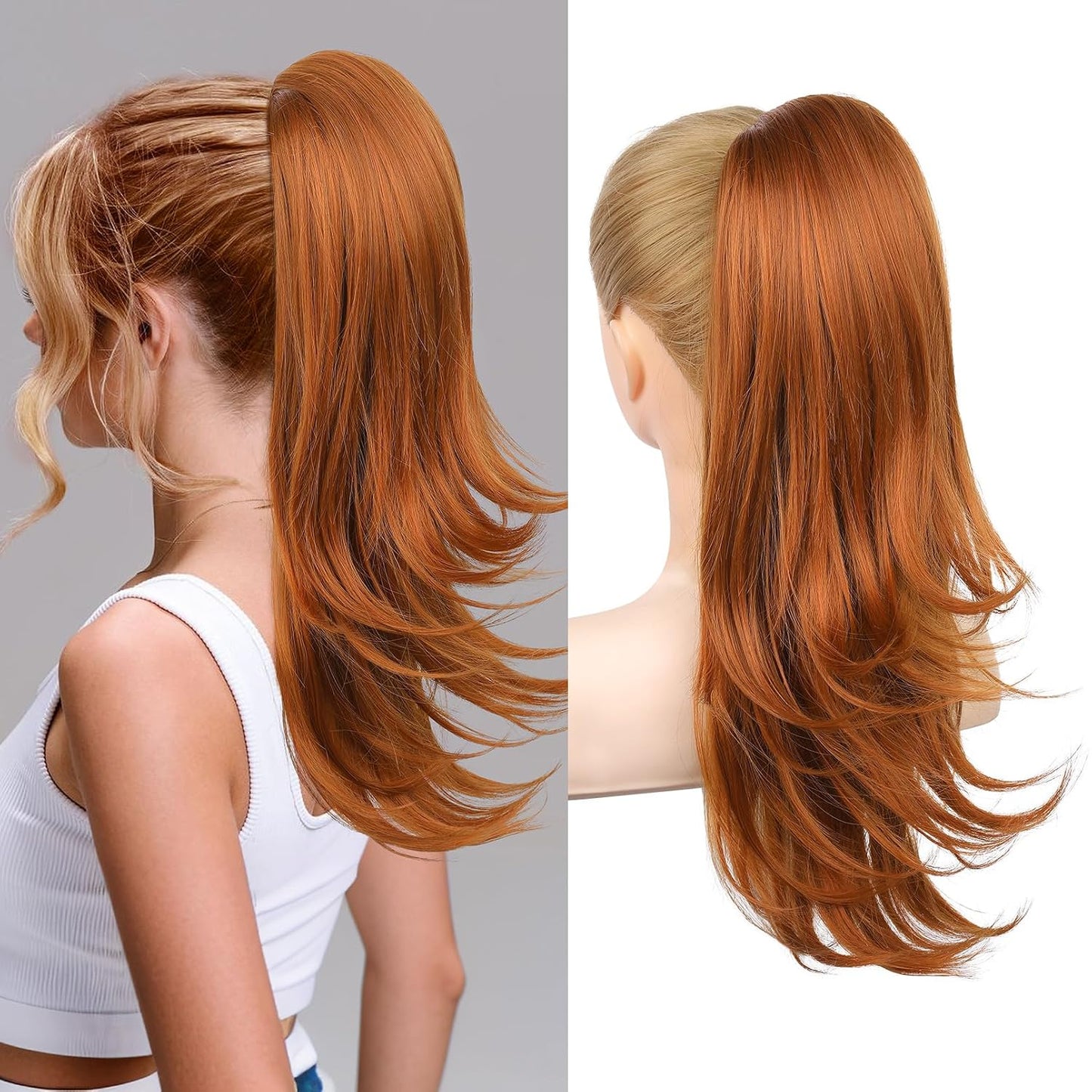 Ponytail Extension for Women - 20 Inch Drawstring Hairpiece | Soft Natural Look in Grey/Silver/White Mix